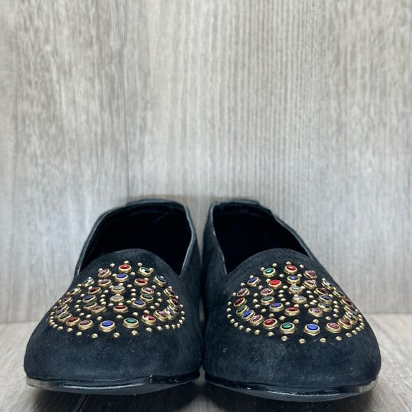 California Magdesians Shoes Womens 6M Jeweled Embellished Loafer Suede Black - Picture 3 of 12
